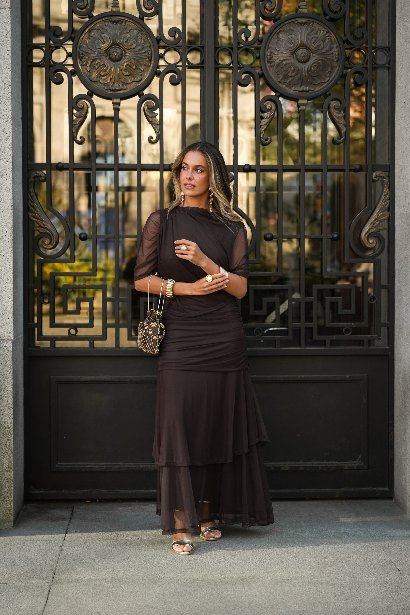 PREVENTA VESTIDO CAMELIA MARRÓN (Envío 22/05 a 25/05)