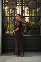 PREVENTA VESTIDO CAMELIA MARRÓN (Envío 22/05 a 25/05)