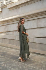 VESTIDO VIOLETA VERDE MILITAR