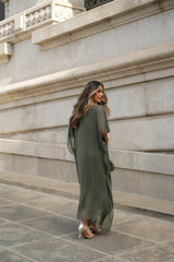 VESTIDO VIOLETA VERDE MILITAR