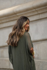 VESTIDO VIOLETA VERDE MILITAR