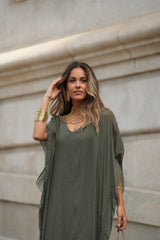VESTIDO VIOLETA VERDE MILITAR