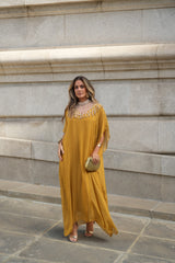 VESTIDO VIOLETA AMARELO MOSTARDA