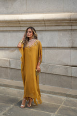 VESTIDO VIOLETA AMARELO MOSTARDA
