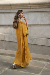 VESTIDO VIOLETA AMARELO MOSTARDA