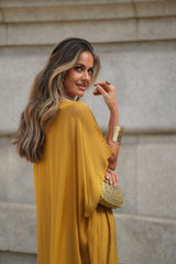VESTIDO VIOLETA AMARELO MOSTARDA