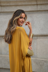 VESTIDO VIOLETA AMARELO MOSTARDA