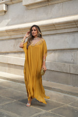 VESTIDO VIOLETA AMARELO MOSTARDA