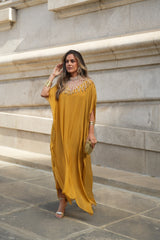 VESTIDO VIOLETA AMARELO MOSTARDA