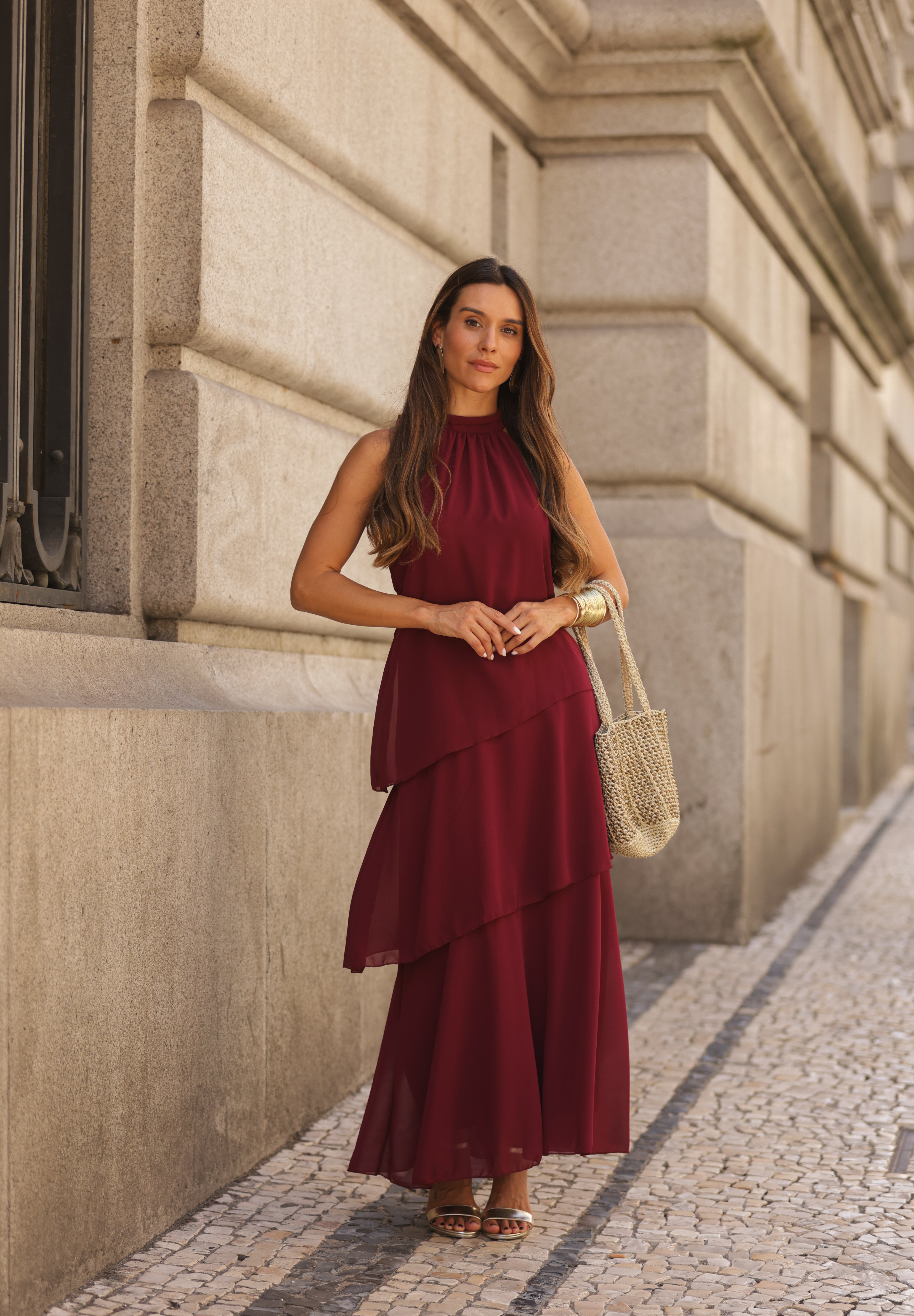 VESTIDO POSITANO VINHO