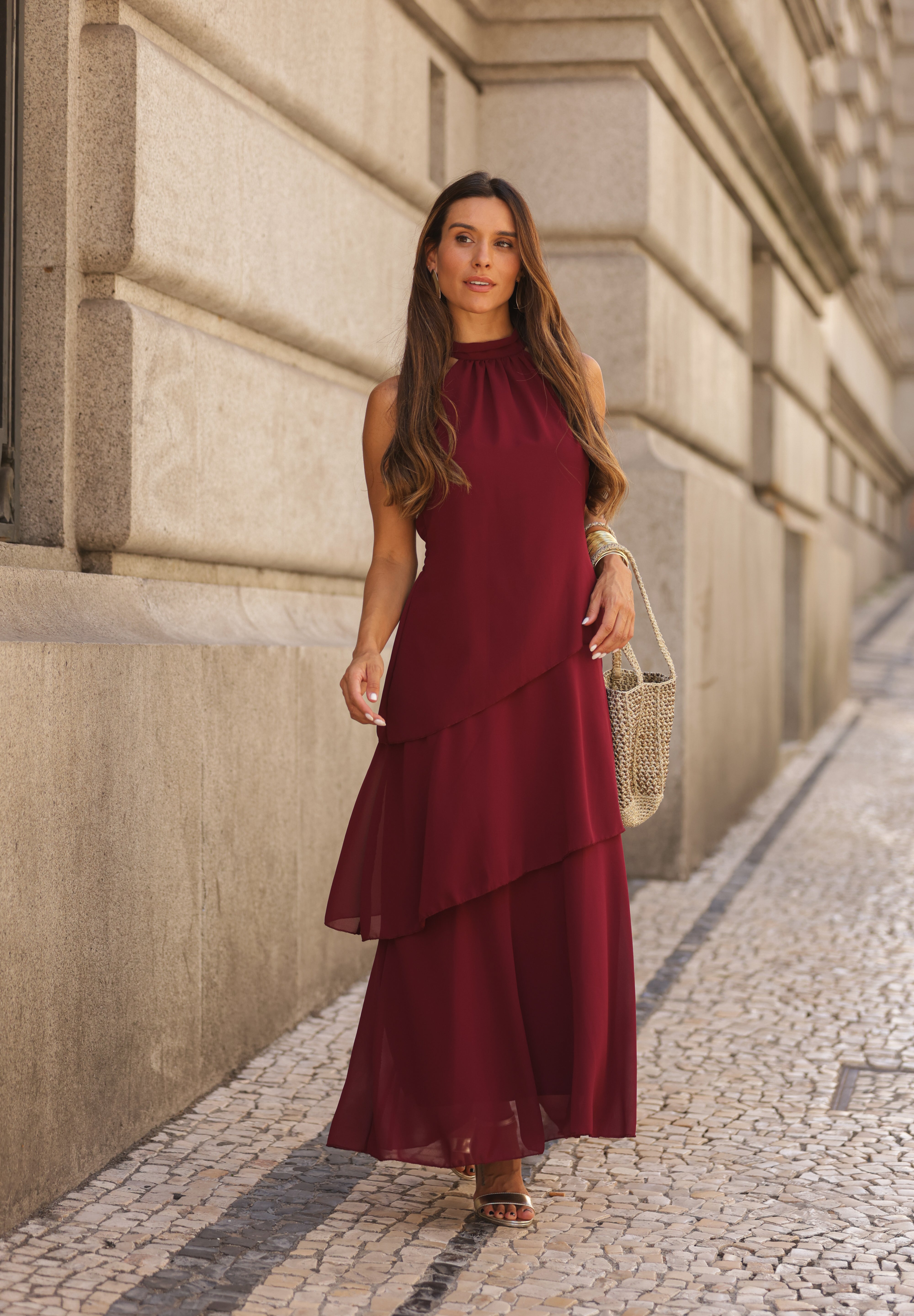 VESTIDO POSITANO VINHO
