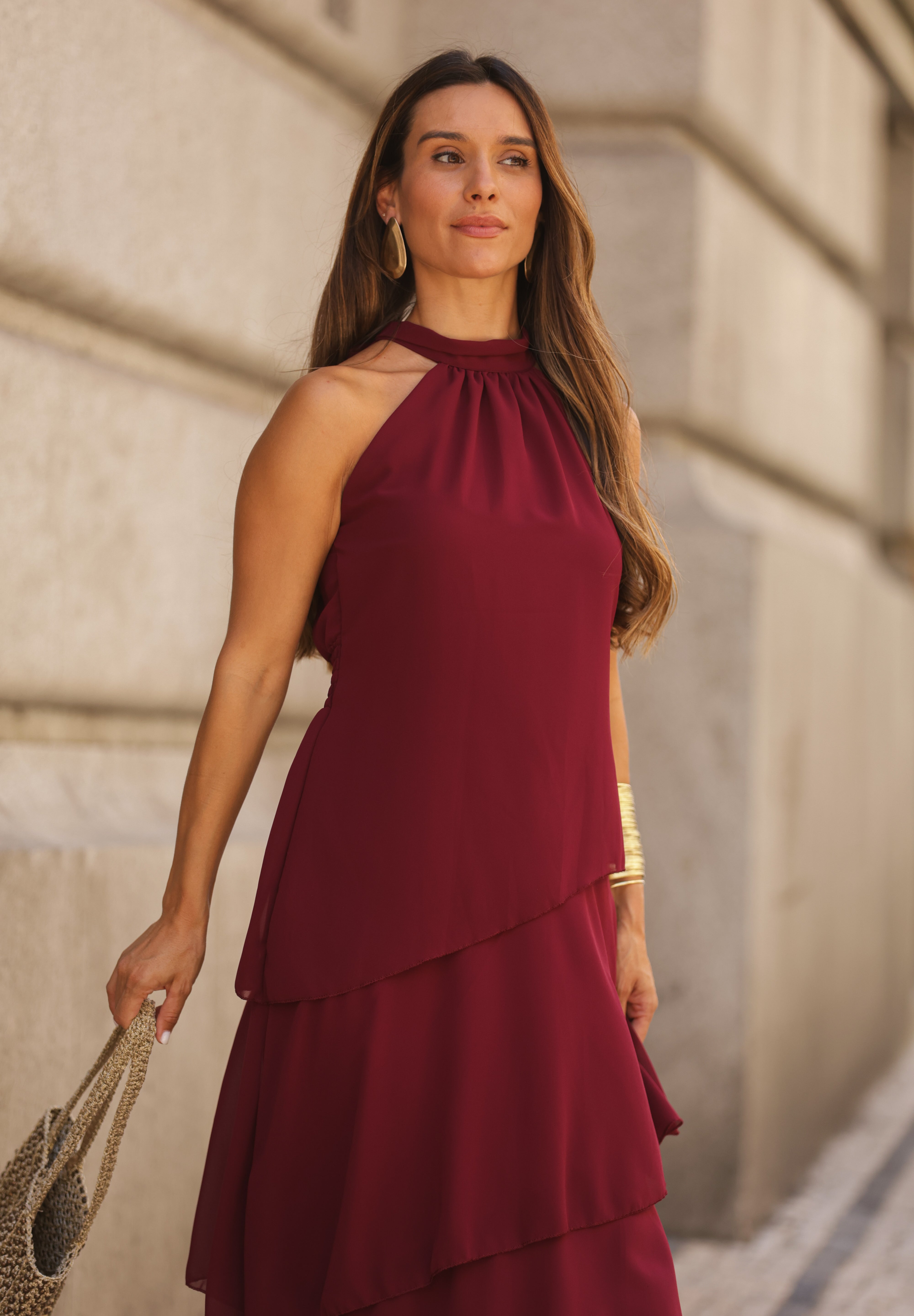 VESTIDO POSITANO VINHO