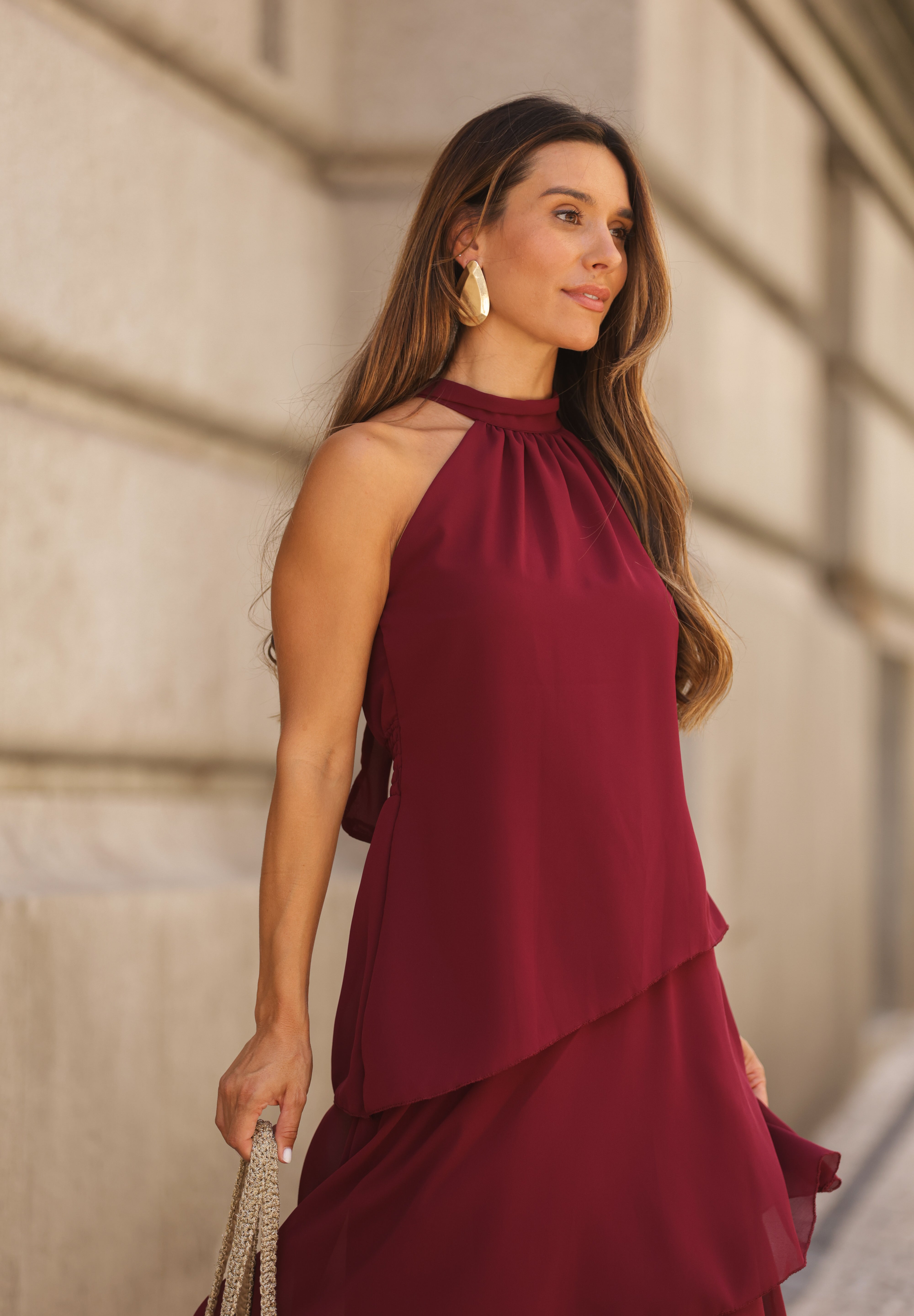 VESTIDO POSITANO VINHO