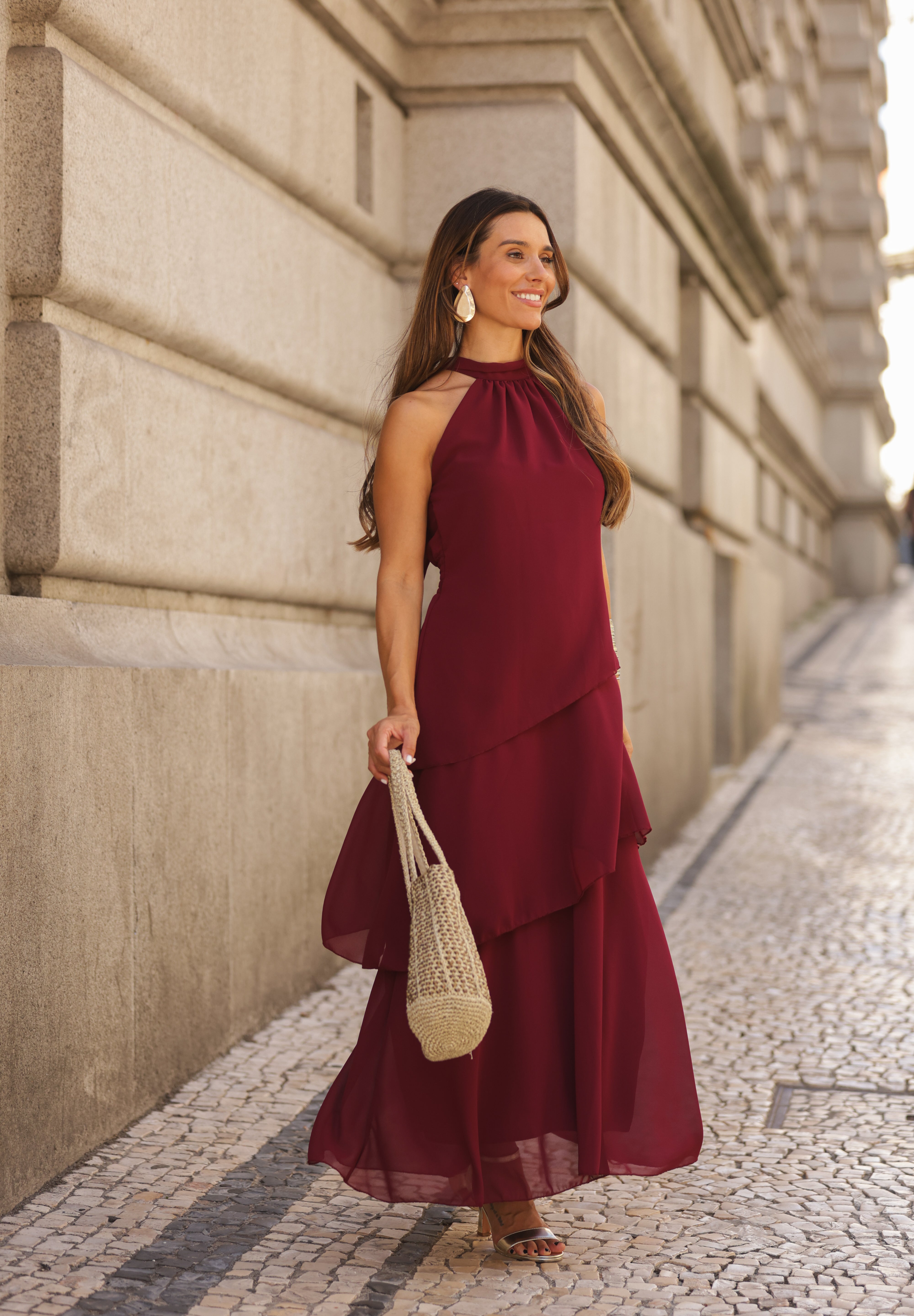 VESTIDO POSITANO VINHO