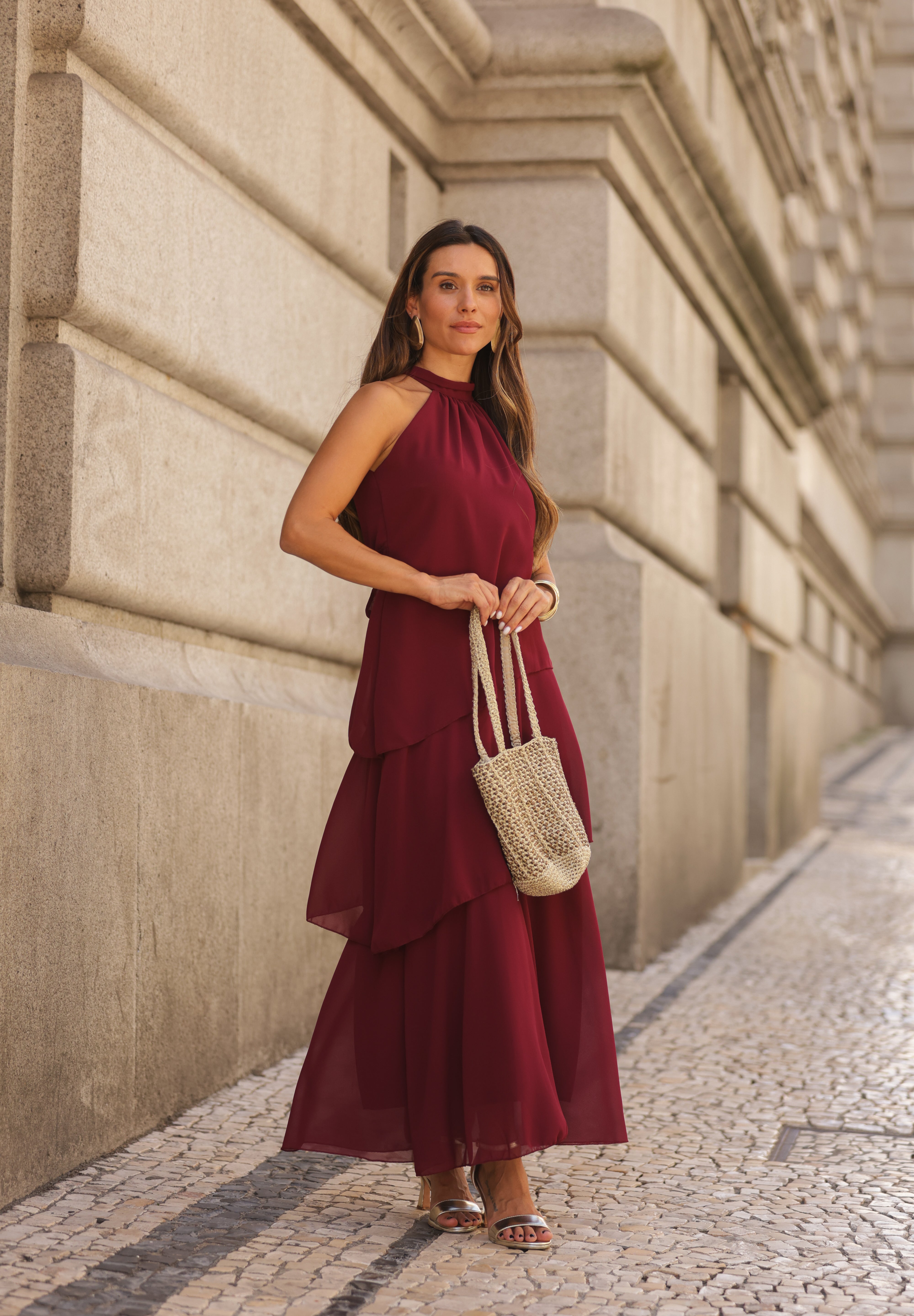 VESTIDO POSITANO VINHO
