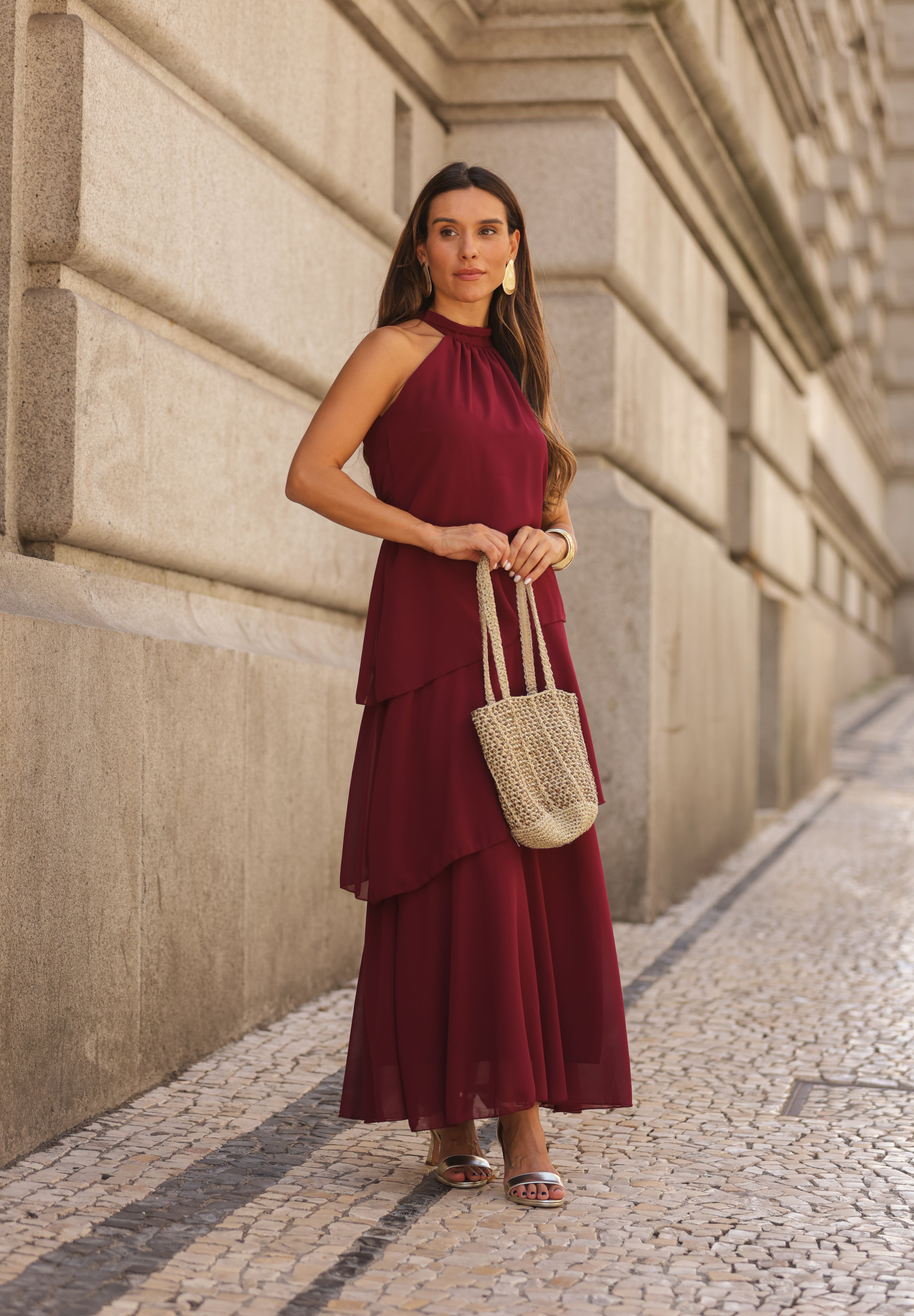 VESTIDO POSITANO VINHO