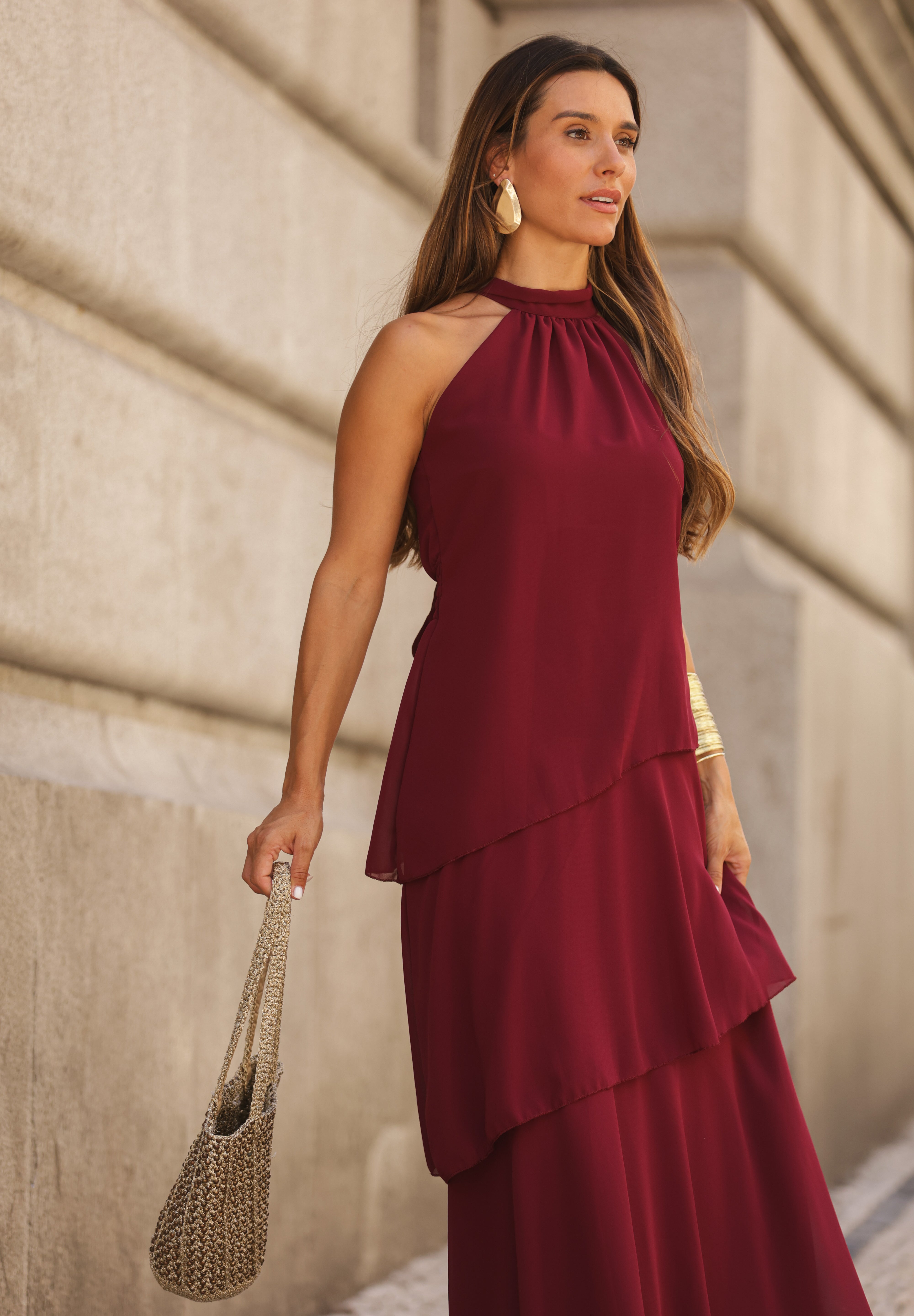 VESTIDO POSITANO VINHO