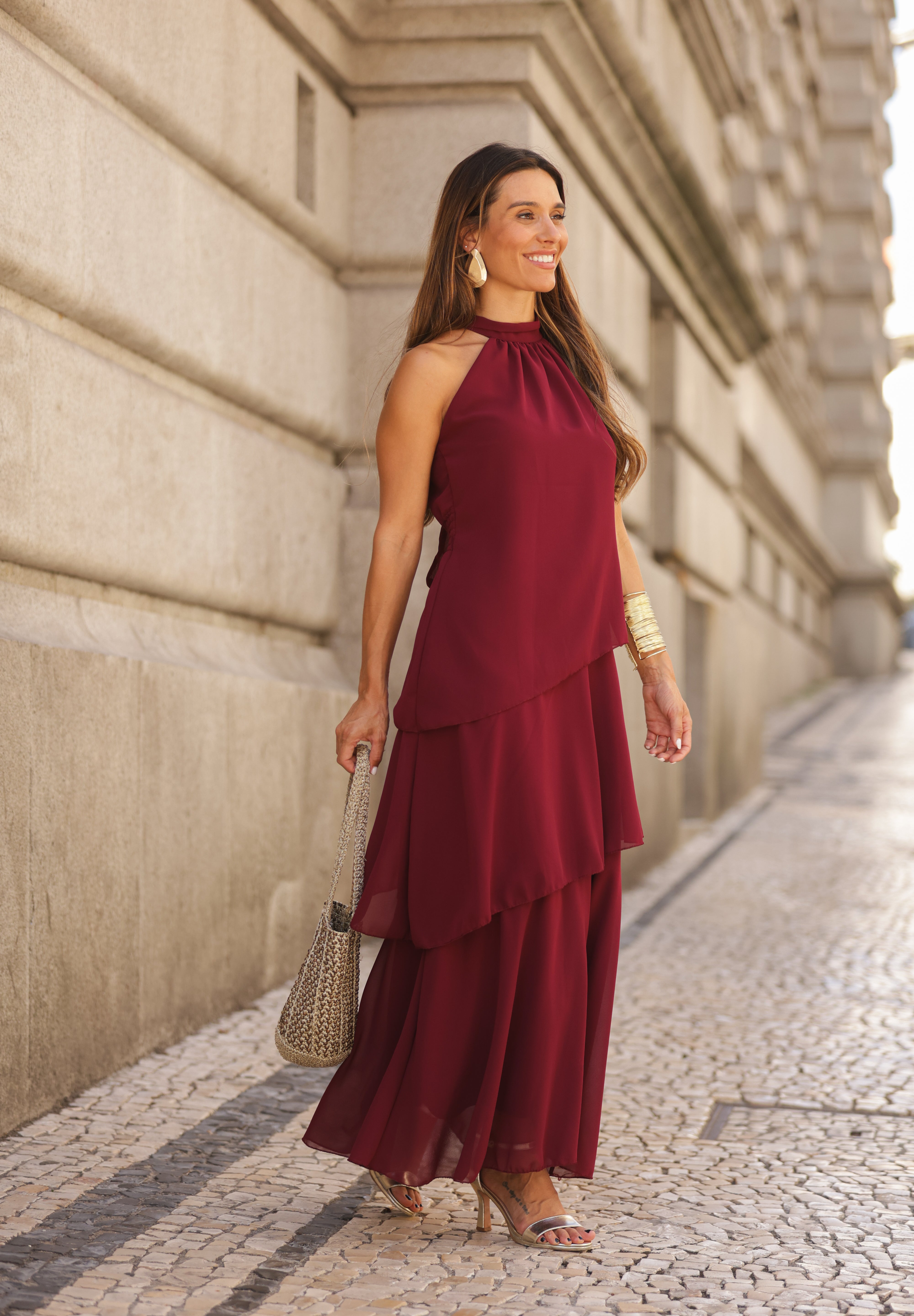 VESTIDO POSITANO VINHO