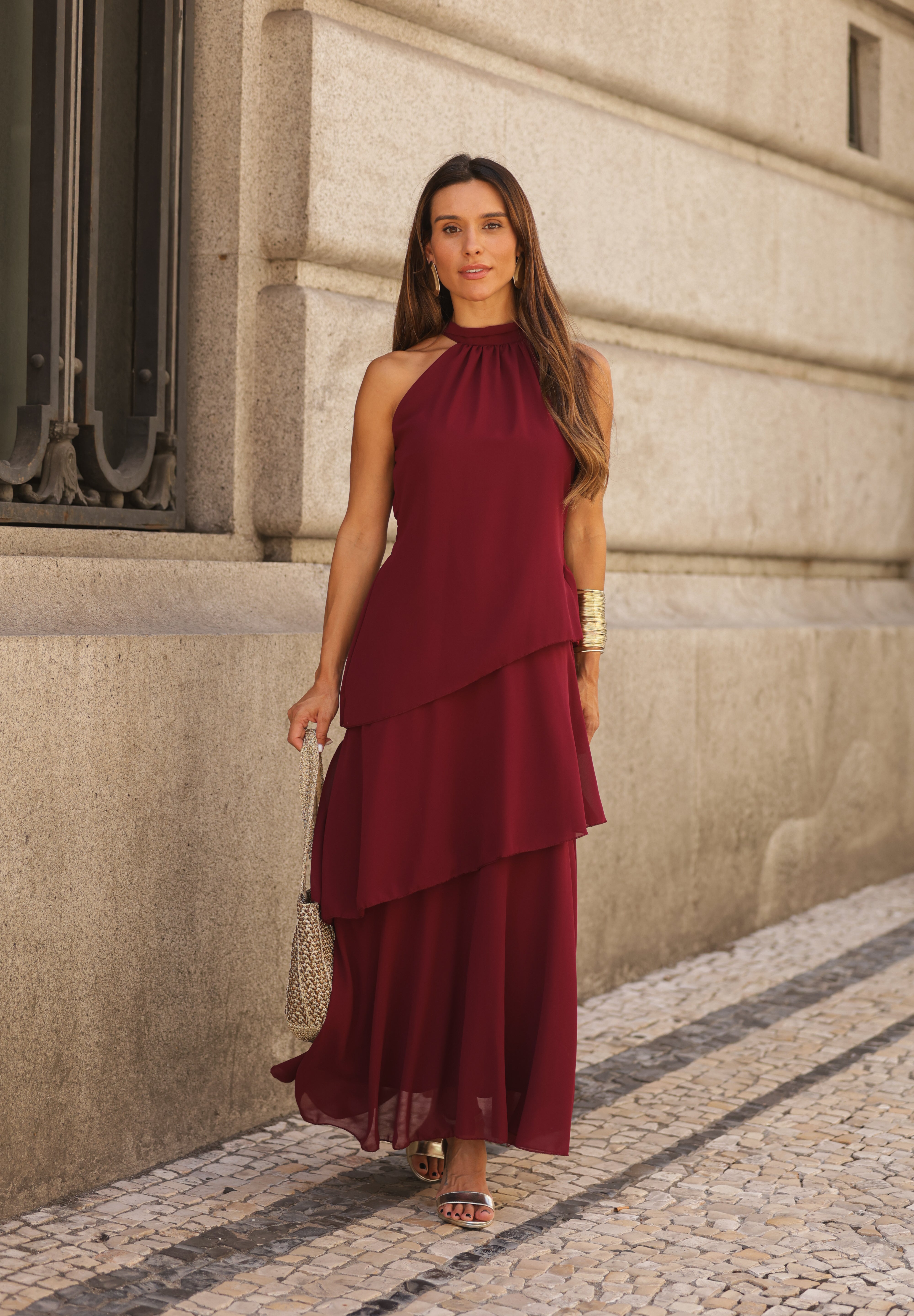 VESTIDO POSITANO VINHO