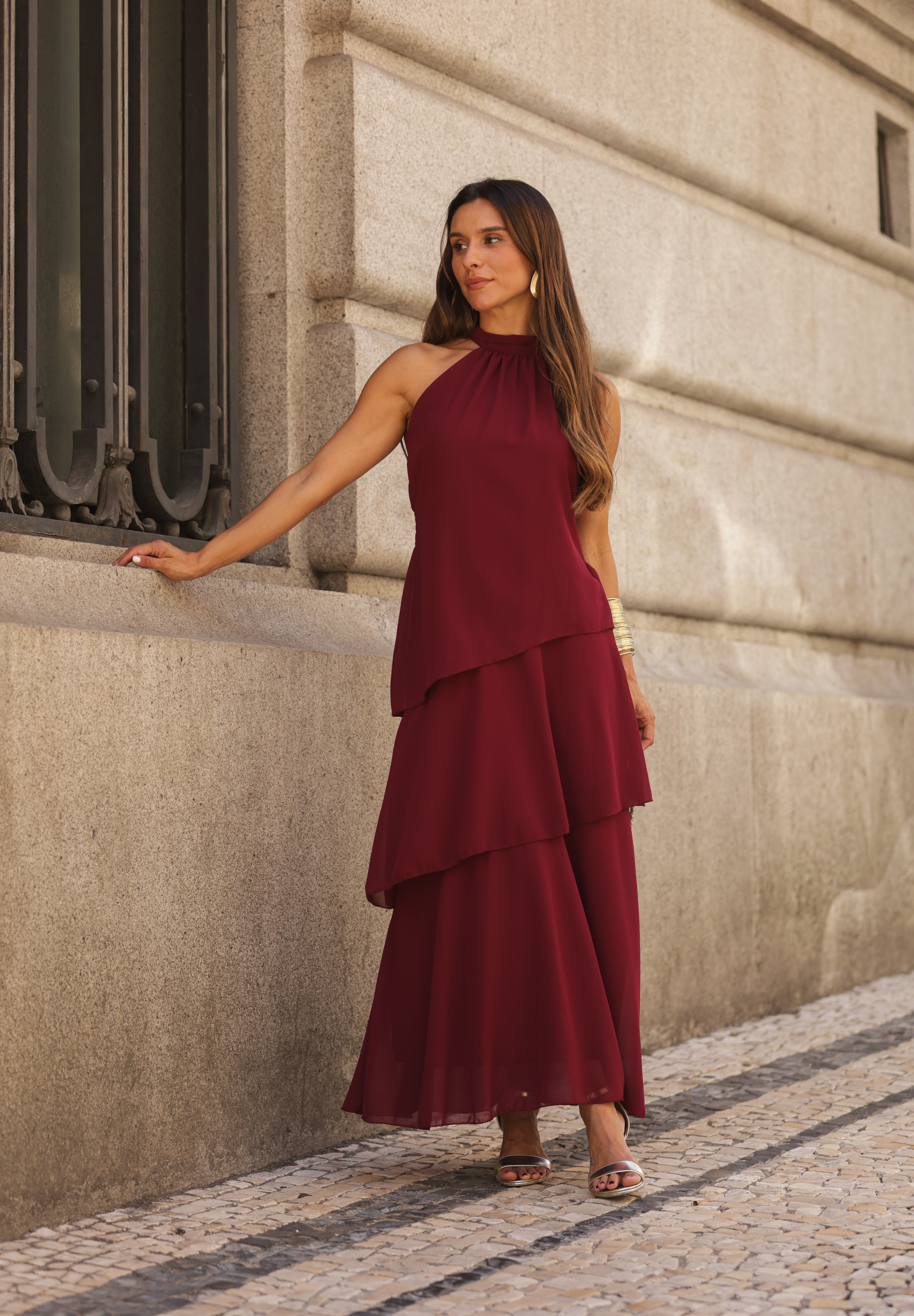 VESTIDO POSITANO VINHO