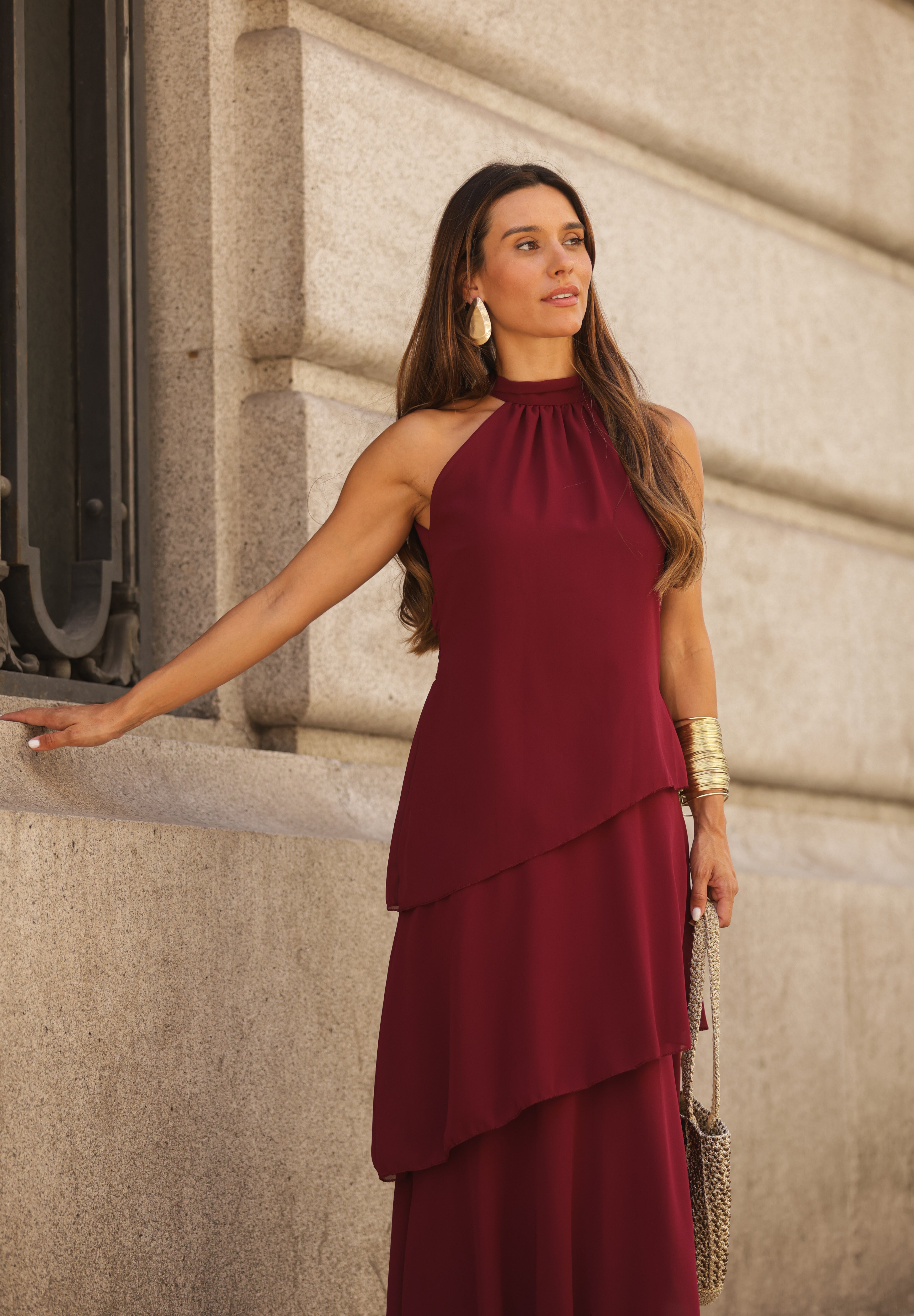 VESTIDO POSITANO VINHO