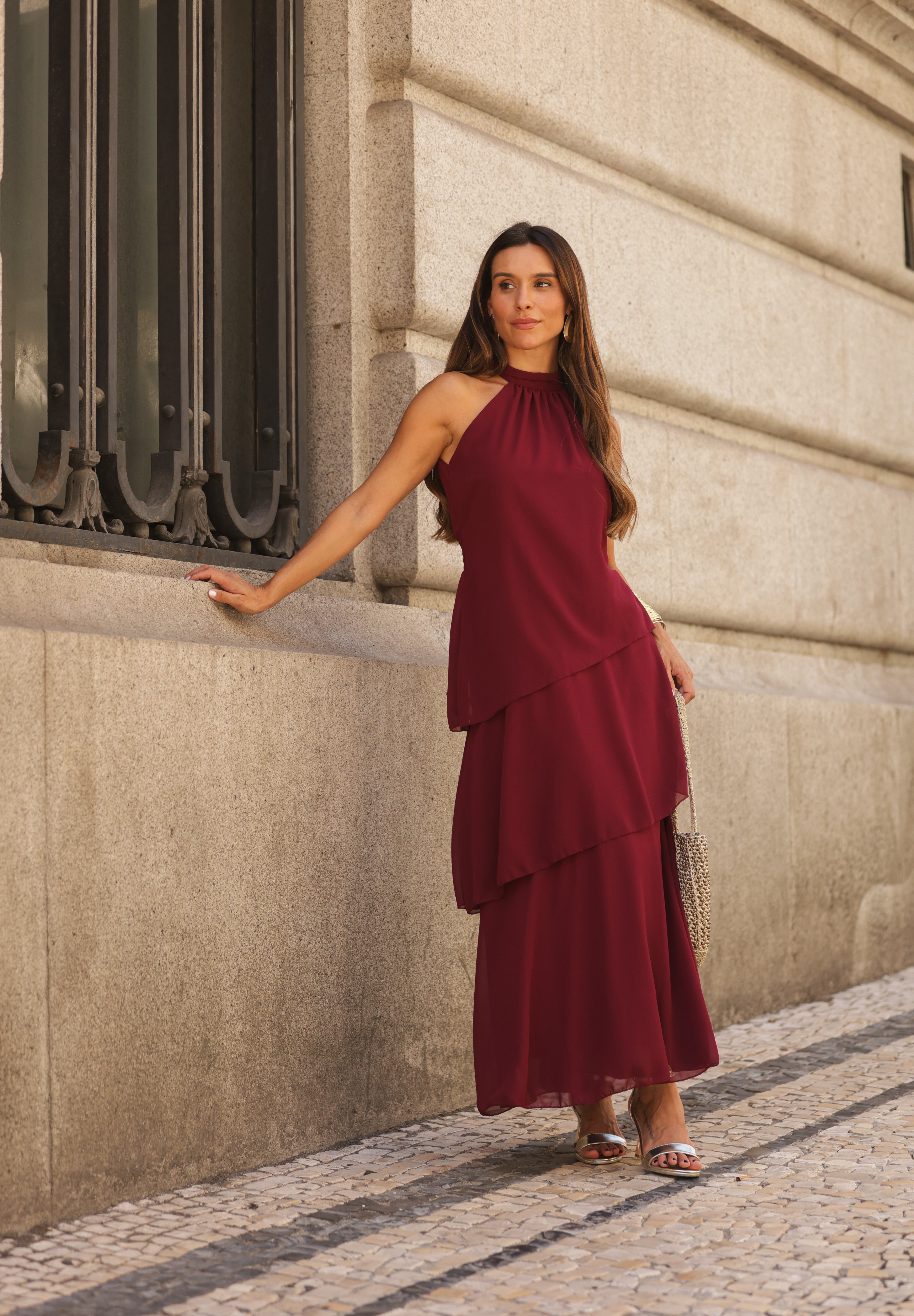 VESTIDO POSITANO VINHO