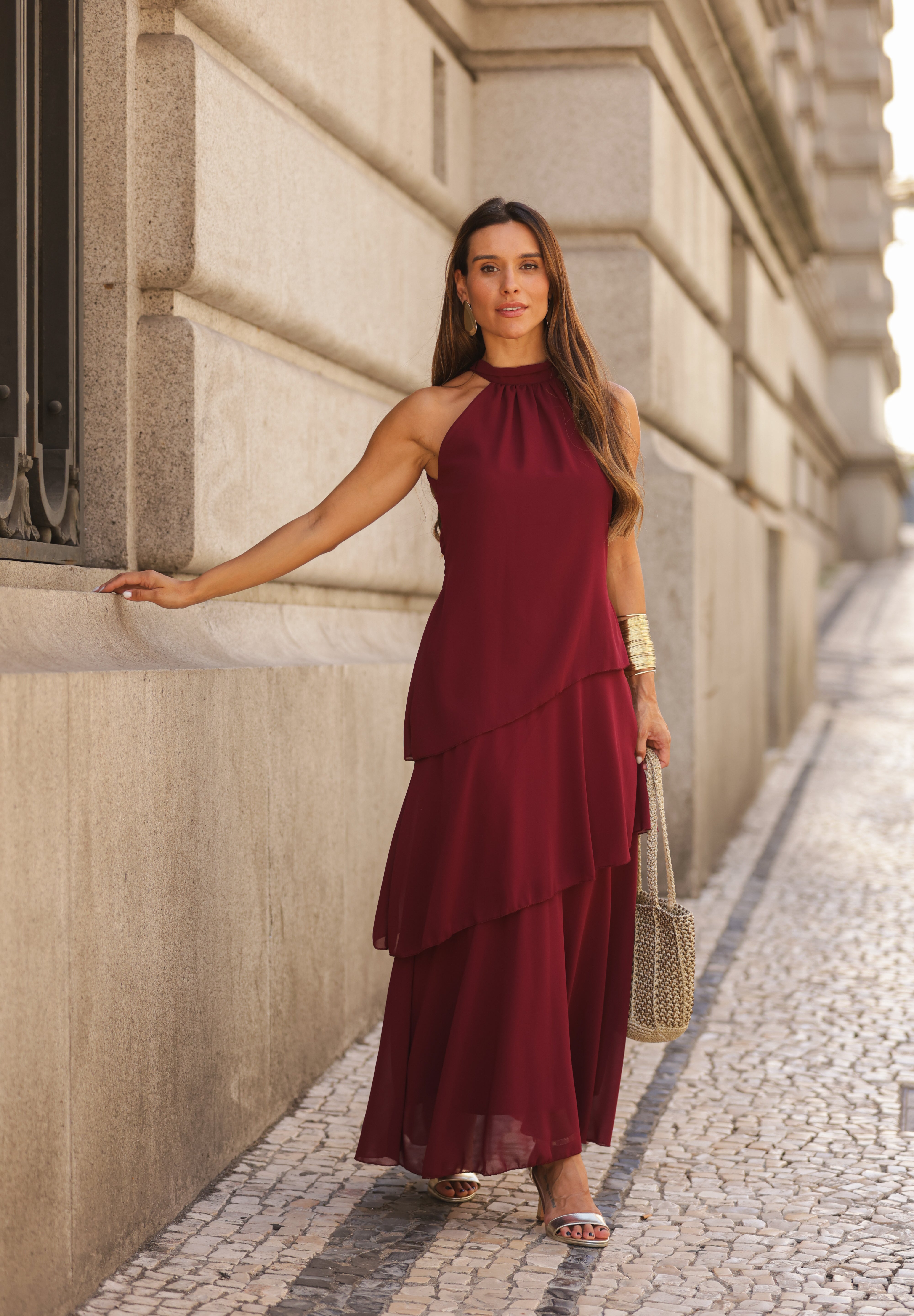 VESTIDO POSITANO VINHO