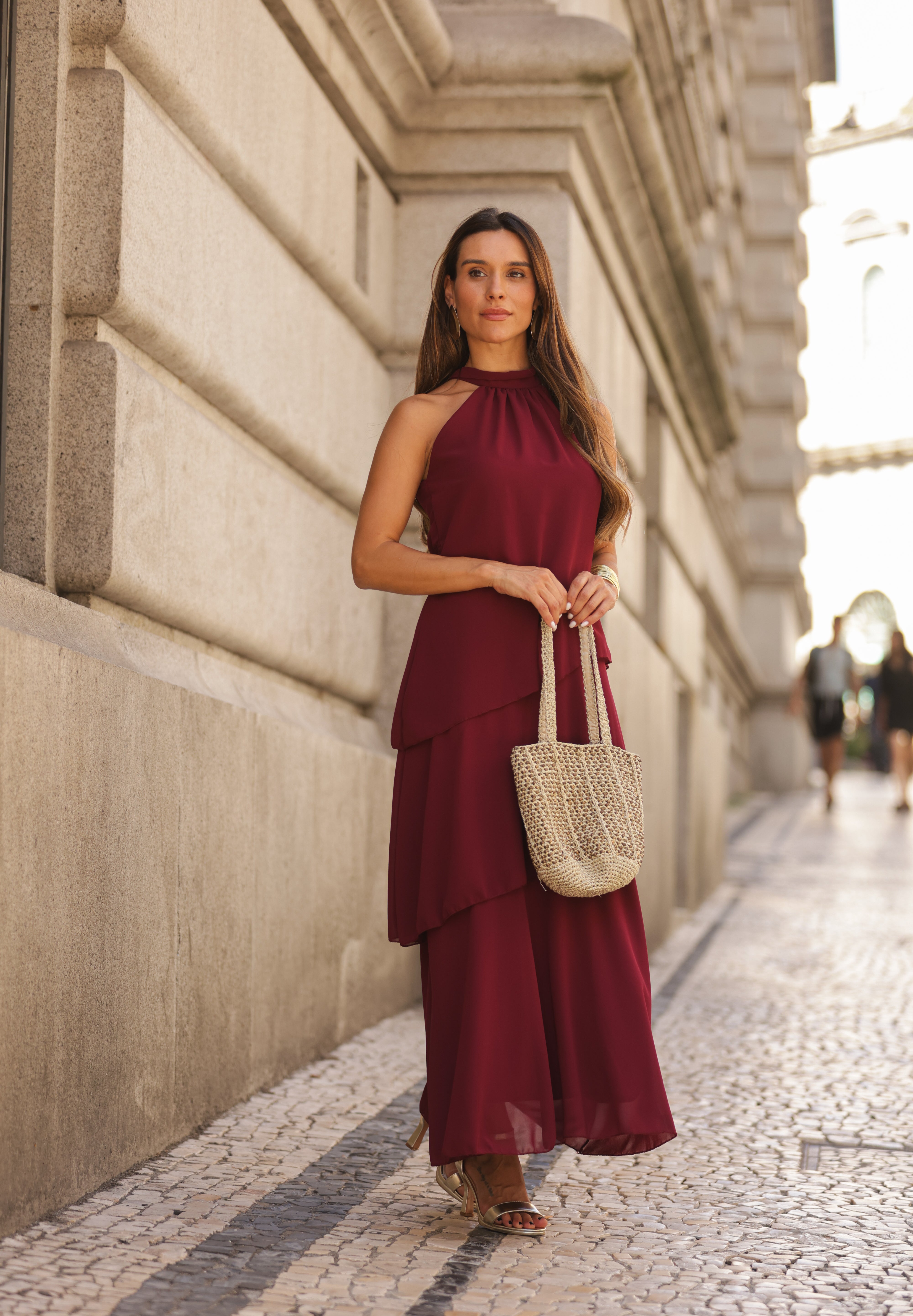 VESTIDO POSITANO VINHO