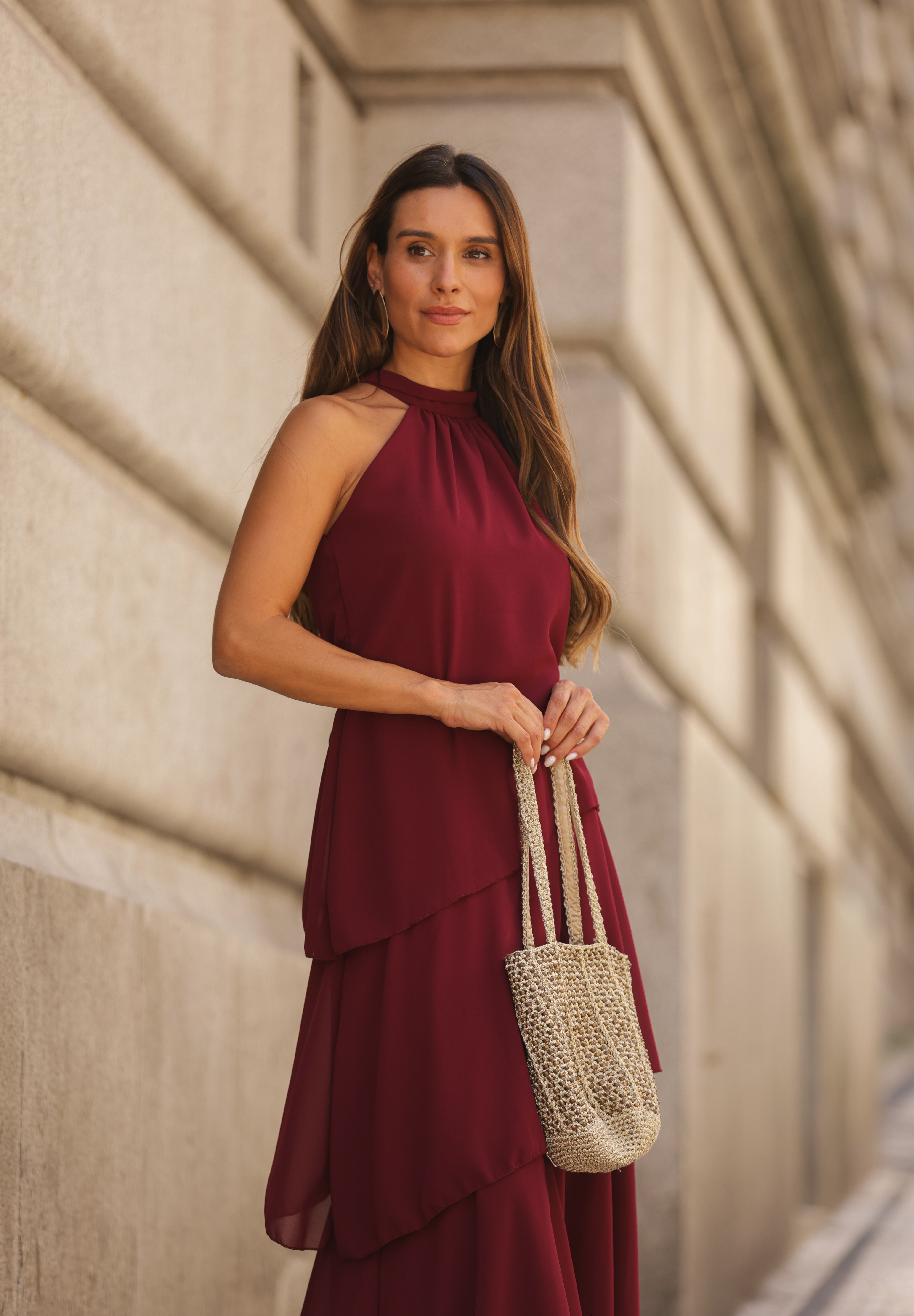 VESTIDO POSITANO VINHO