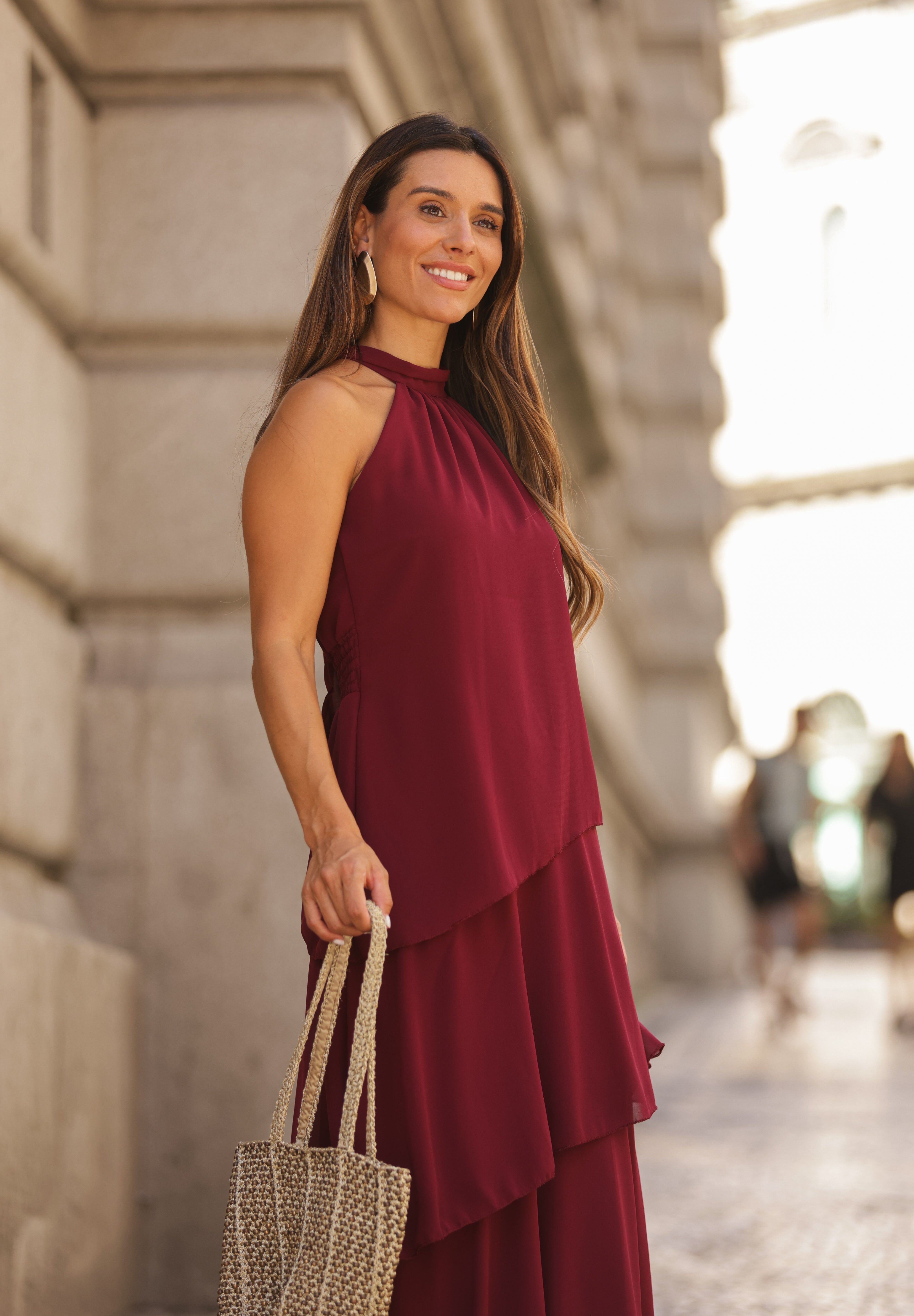 VESTIDO POSITANO VINHO