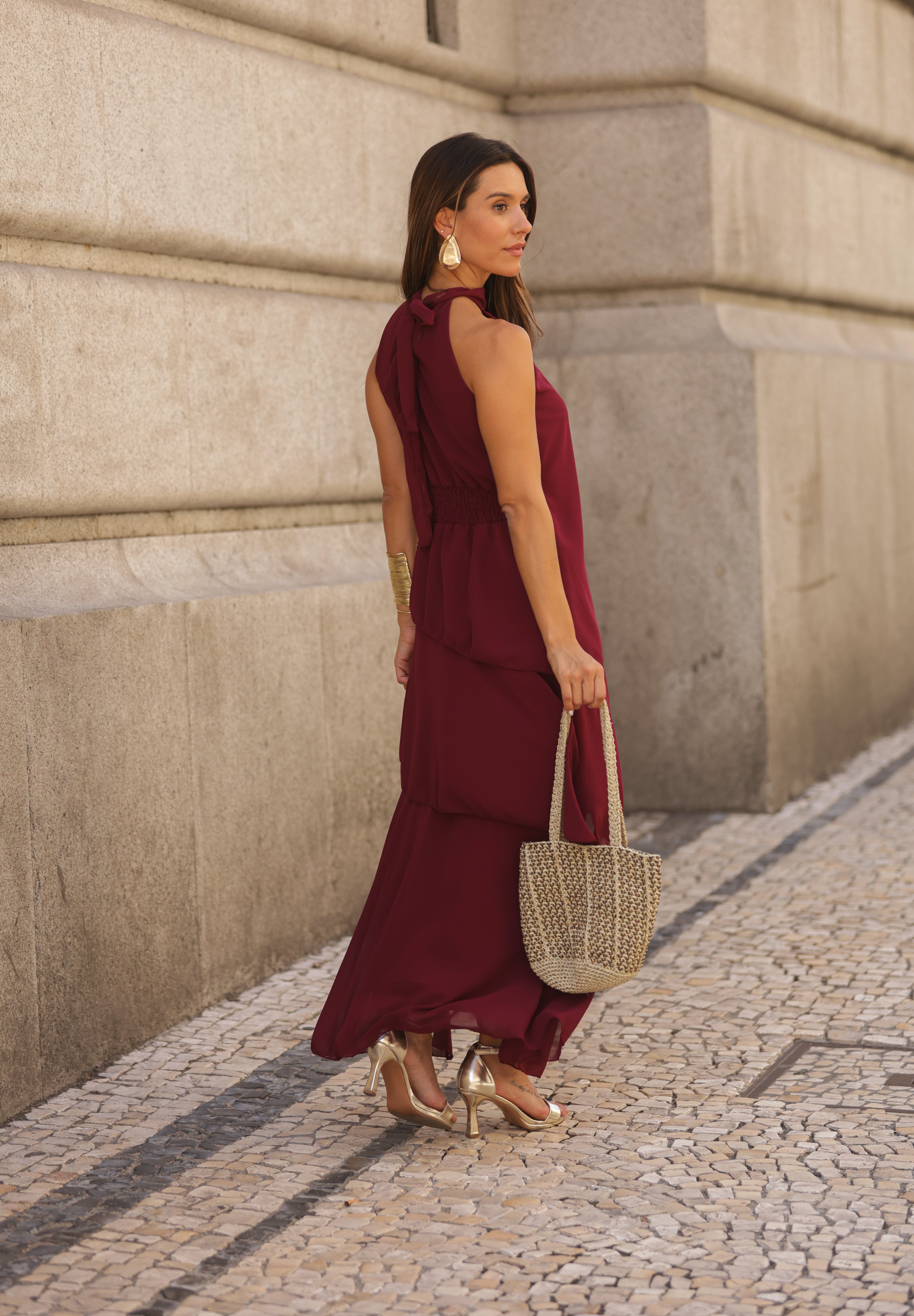 VESTIDO POSITANO VINHO
