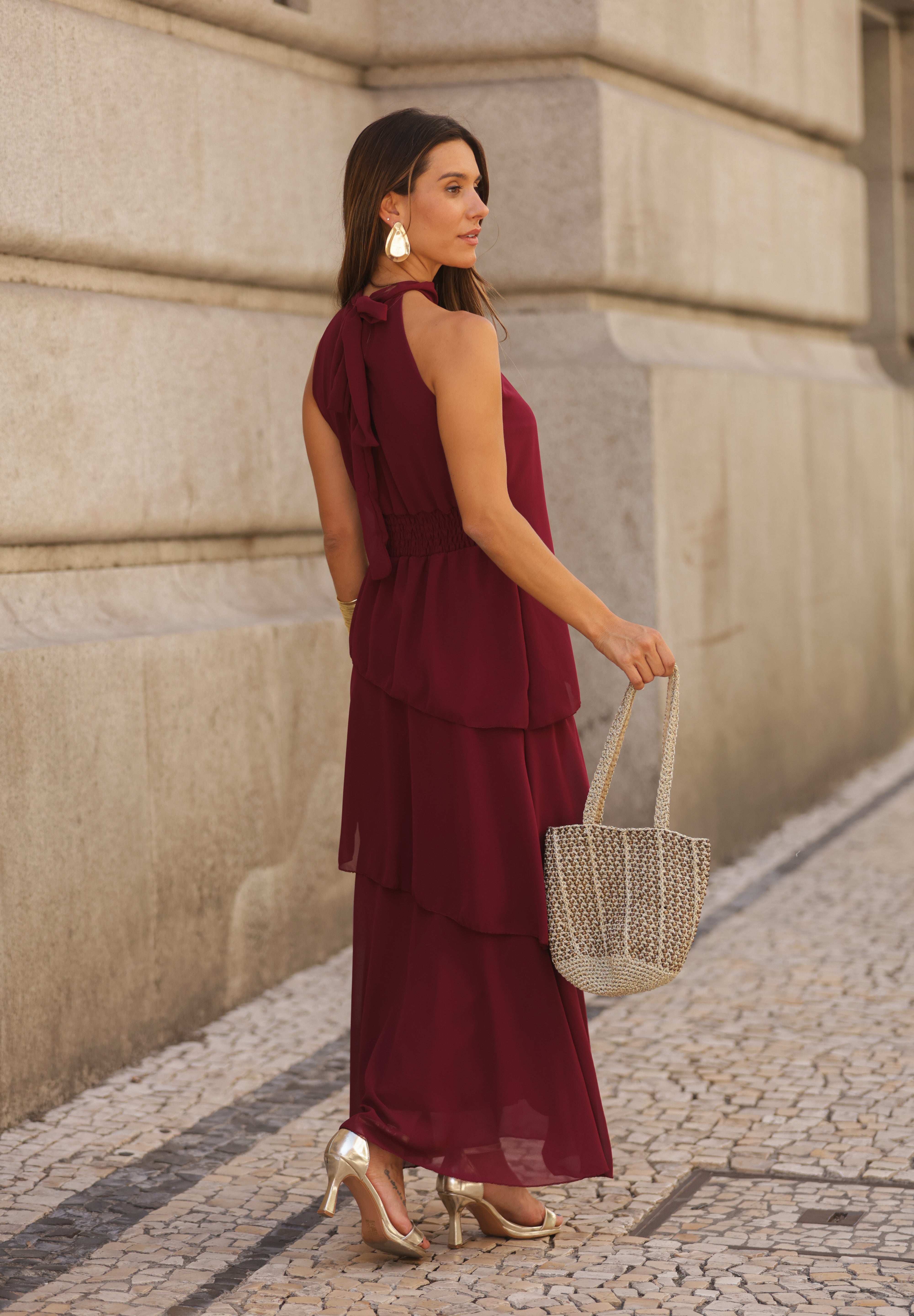 VESTIDO POSITANO VINHO