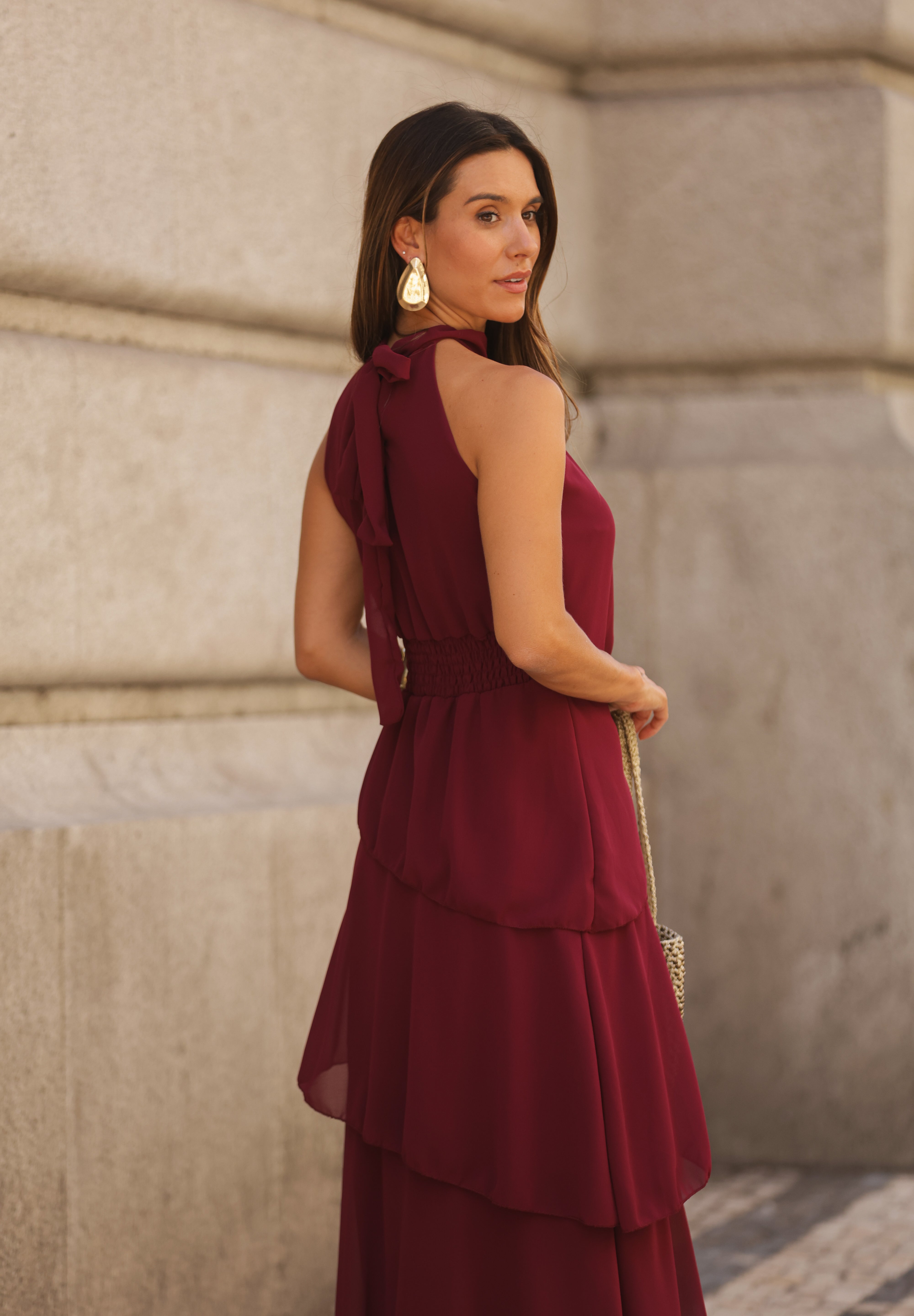 VESTIDO POSITANO VINHO