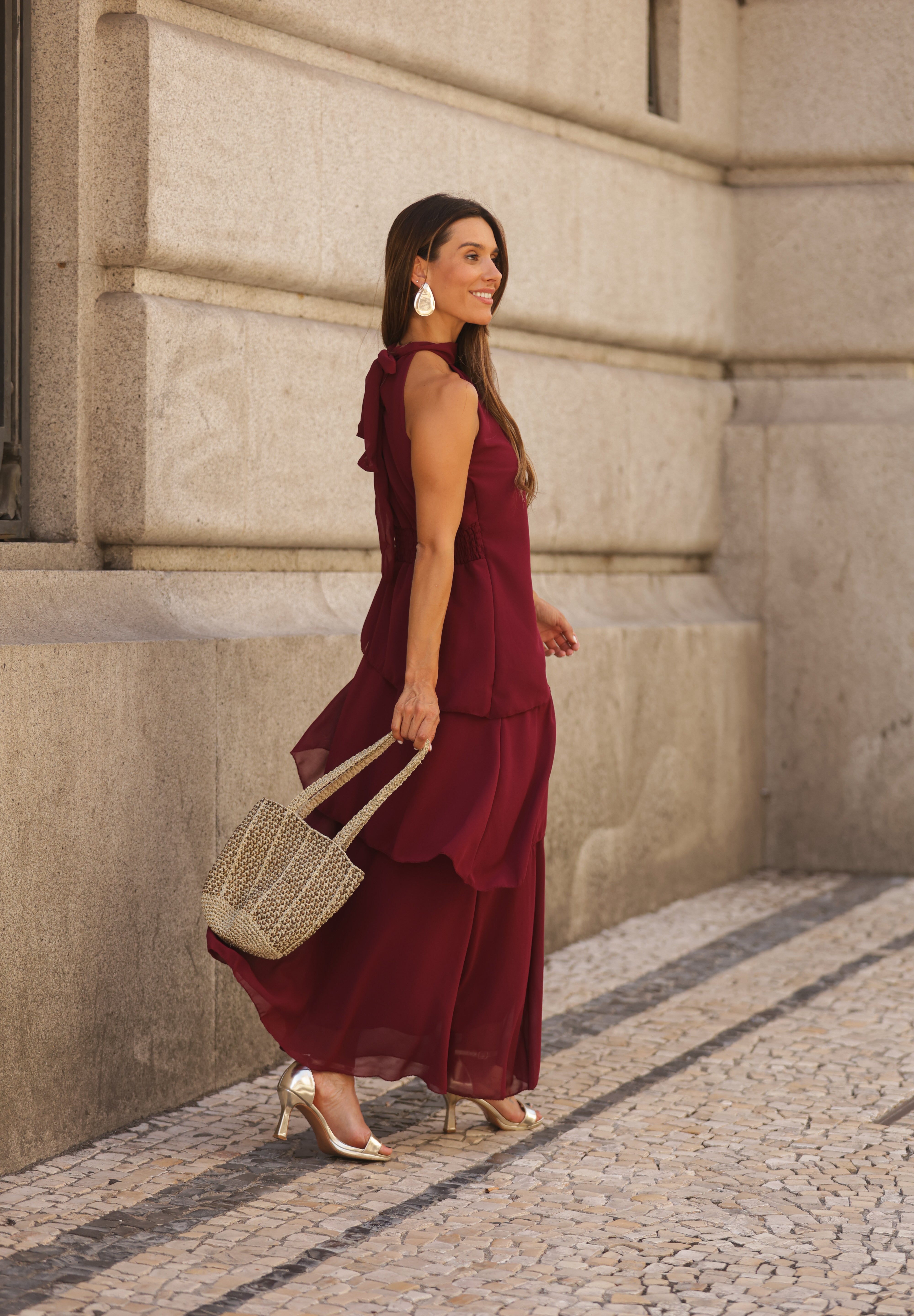 VESTIDO POSITANO VINHO