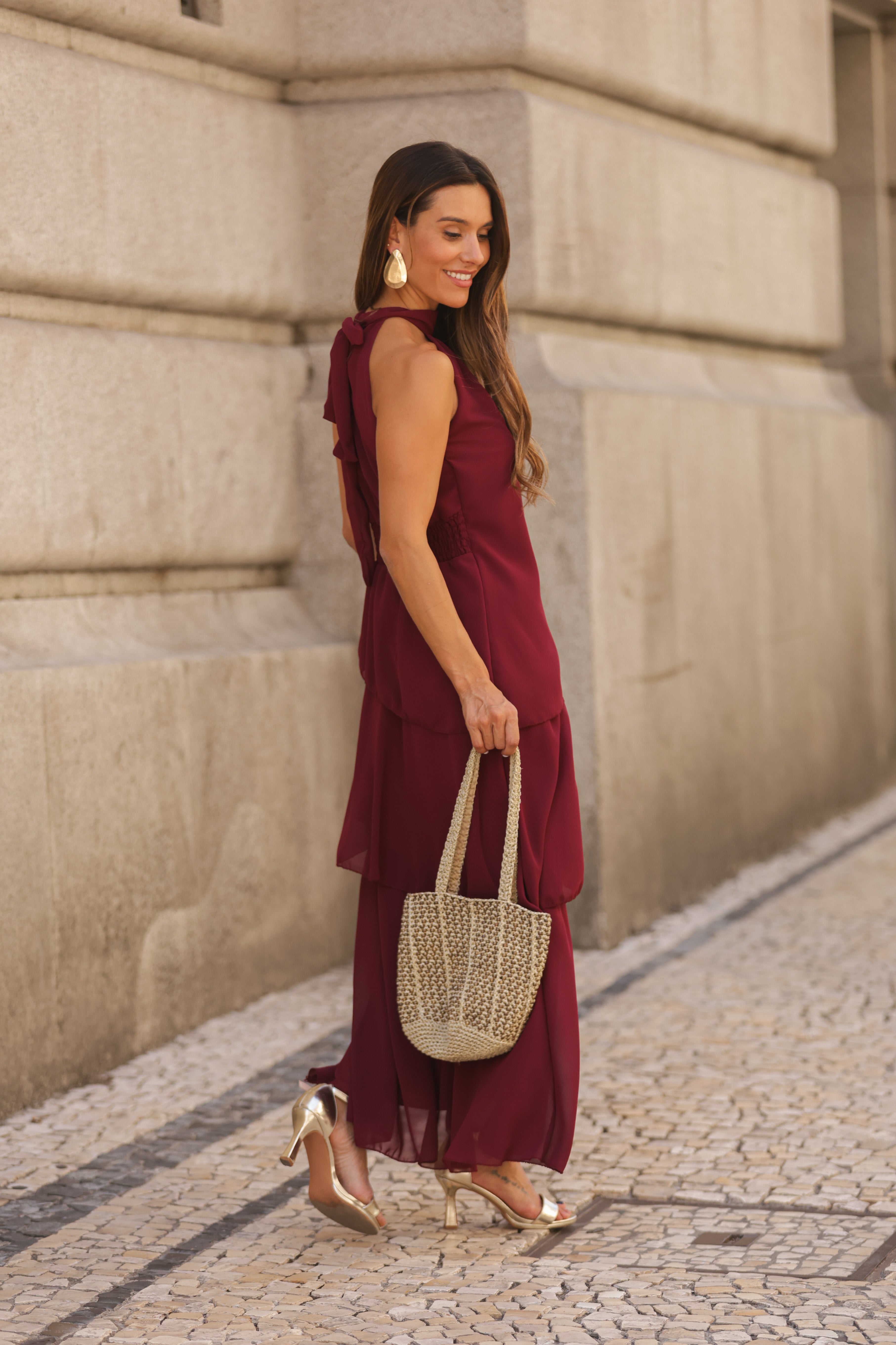 VESTIDO POSITANO VINHO