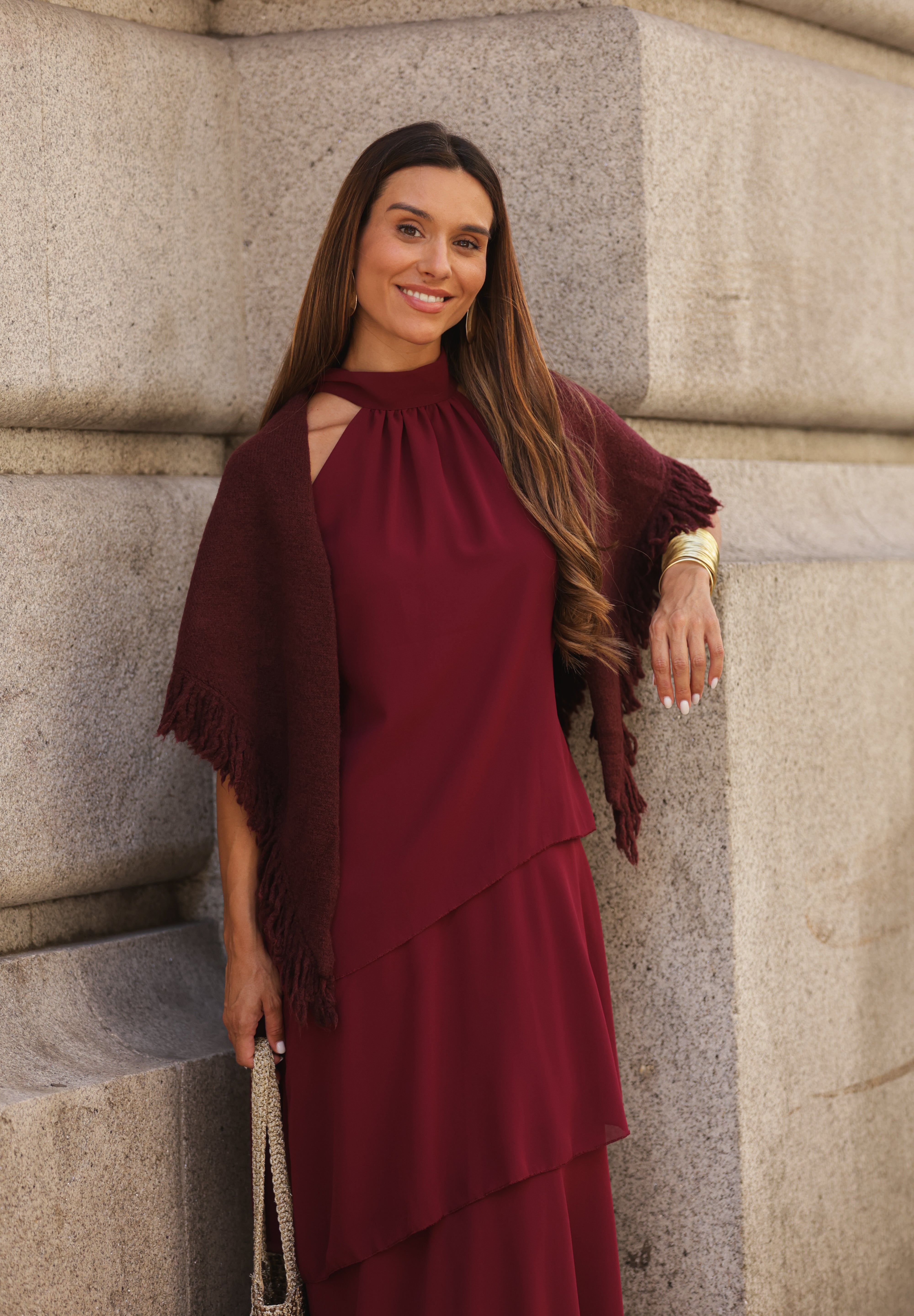 VESTIDO POSITANO VINHO