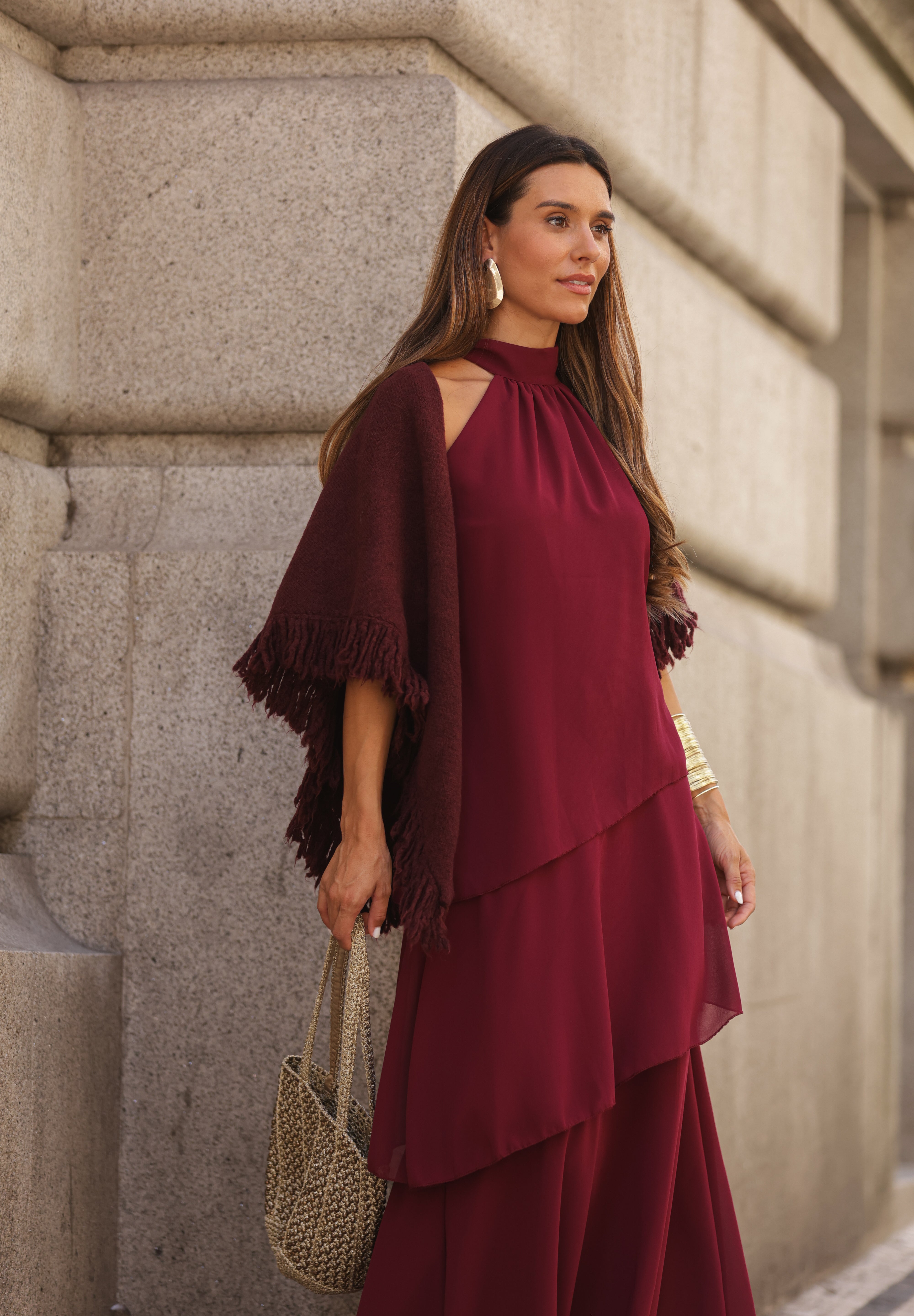 VESTIDO POSITANO VINHO