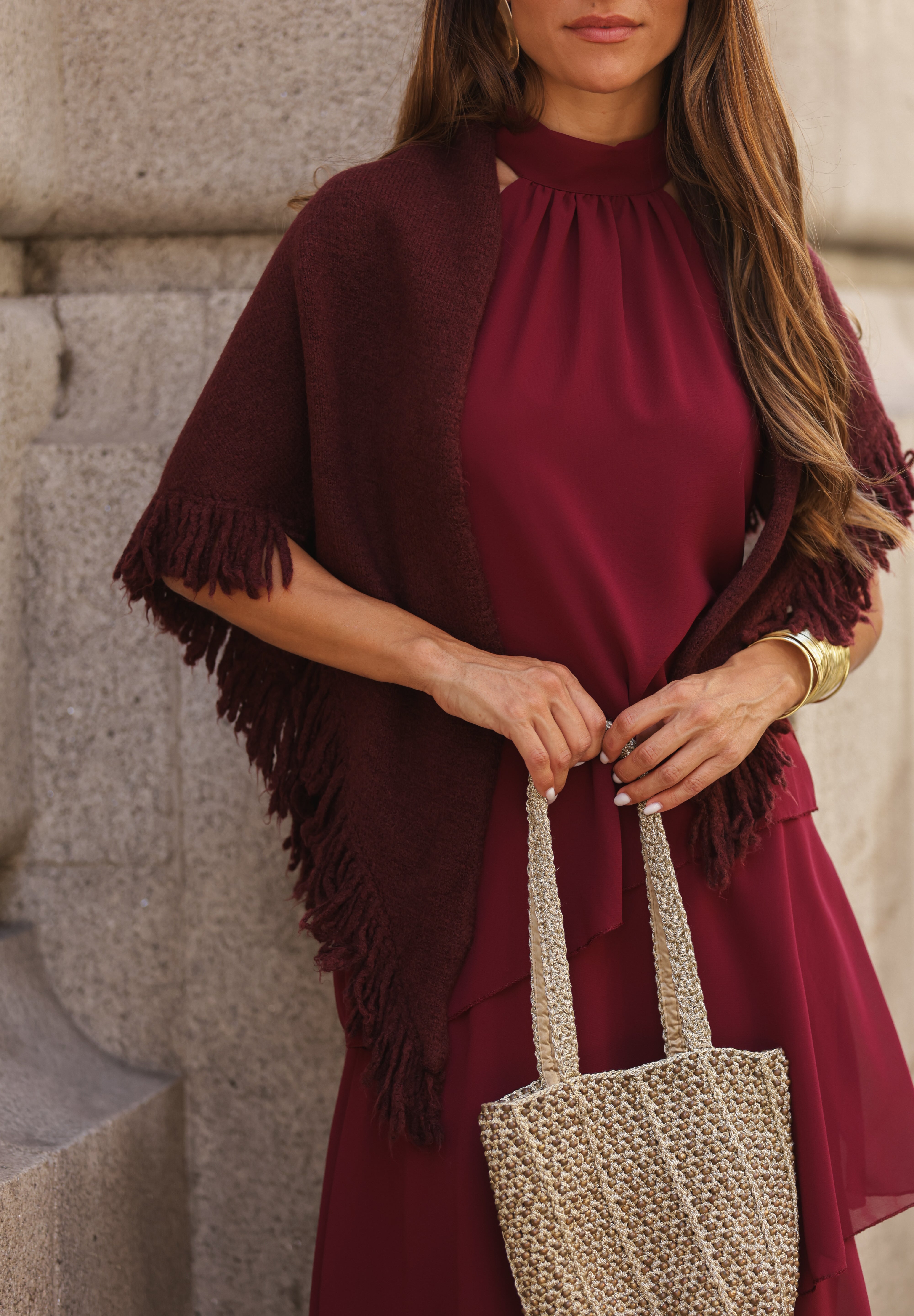 VESTIDO POSITANO VINHO