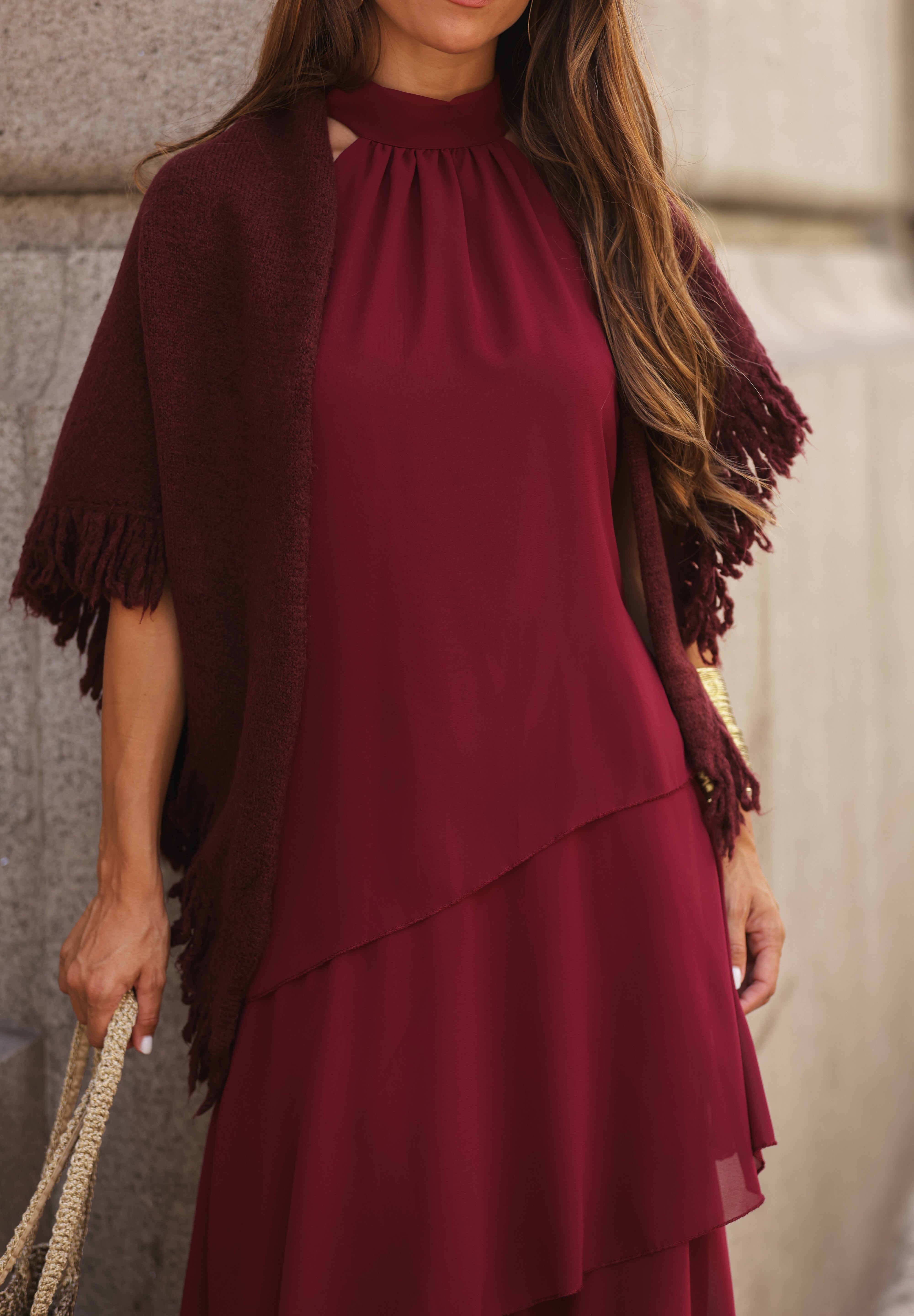 VESTIDO POSITANO VINHO