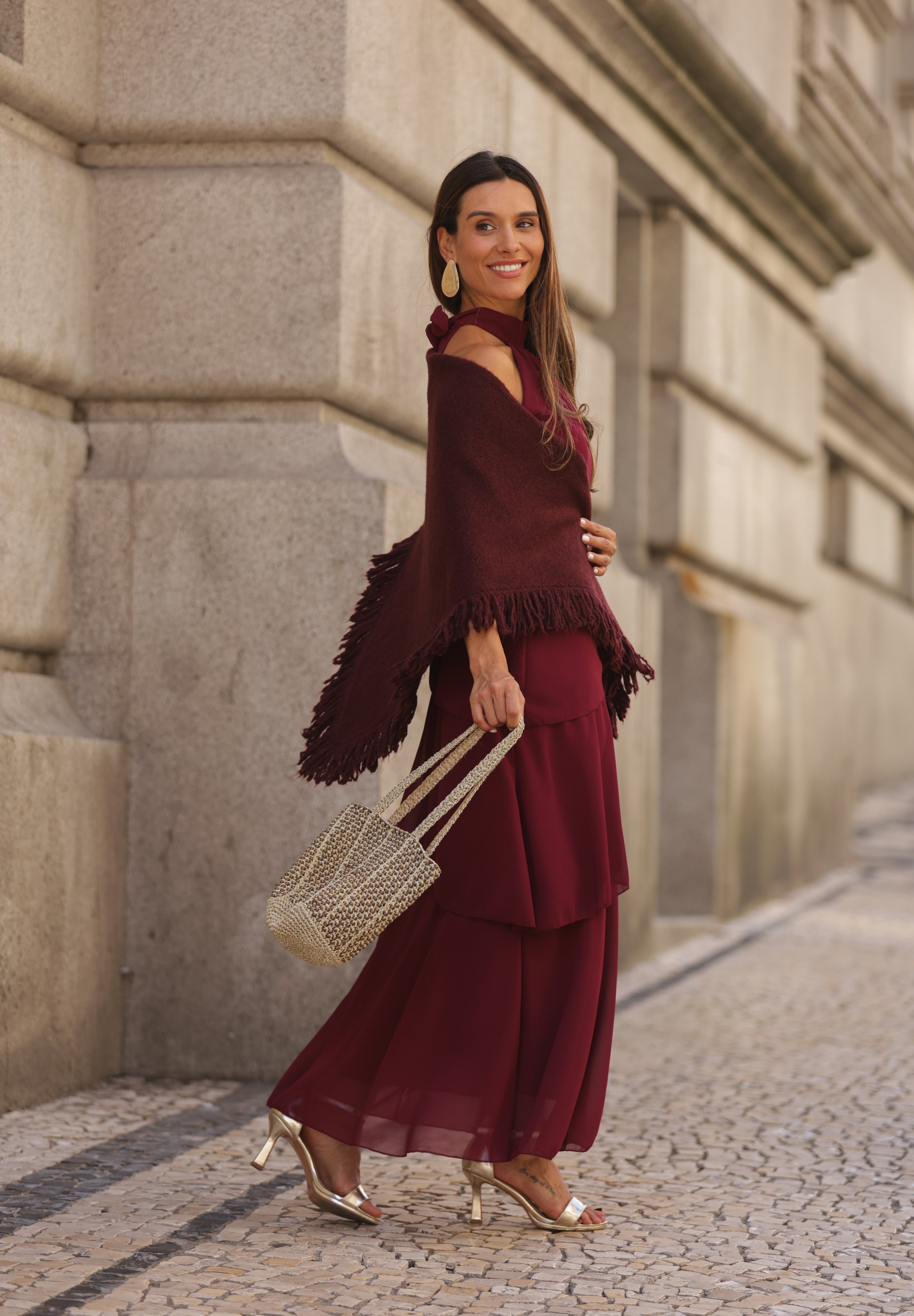 VESTIDO POSITANO VINHO